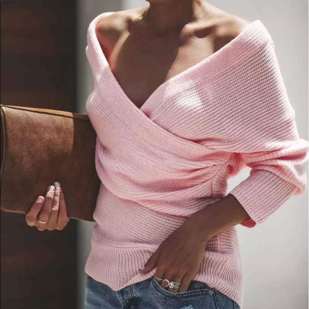 Off Shoulders Sweater, Wrap Sweater - Picture 7 of 7
